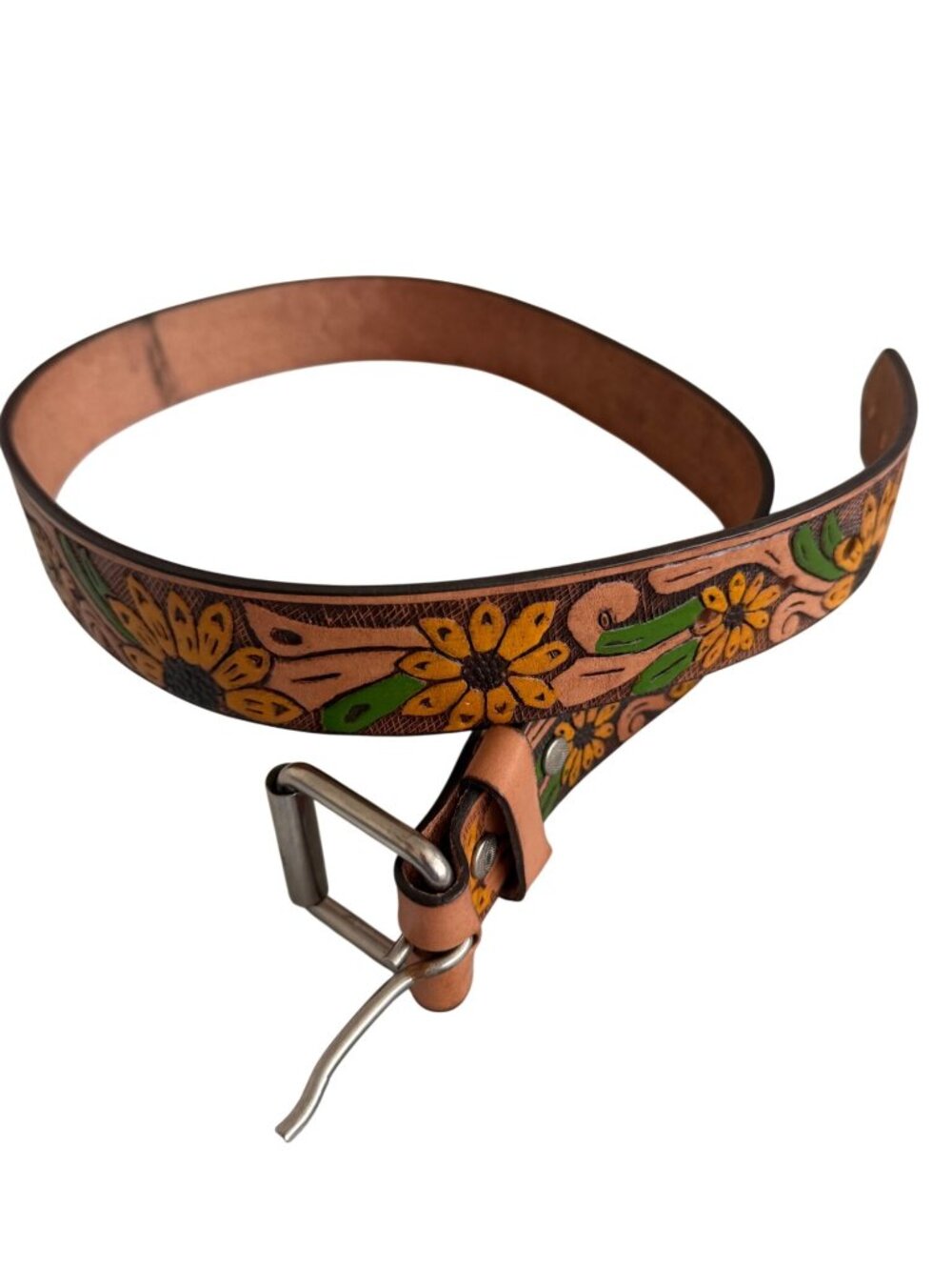 Variedades Azteca Unisex Hand-tooled Sunflower Western-style Belt Size 31-34